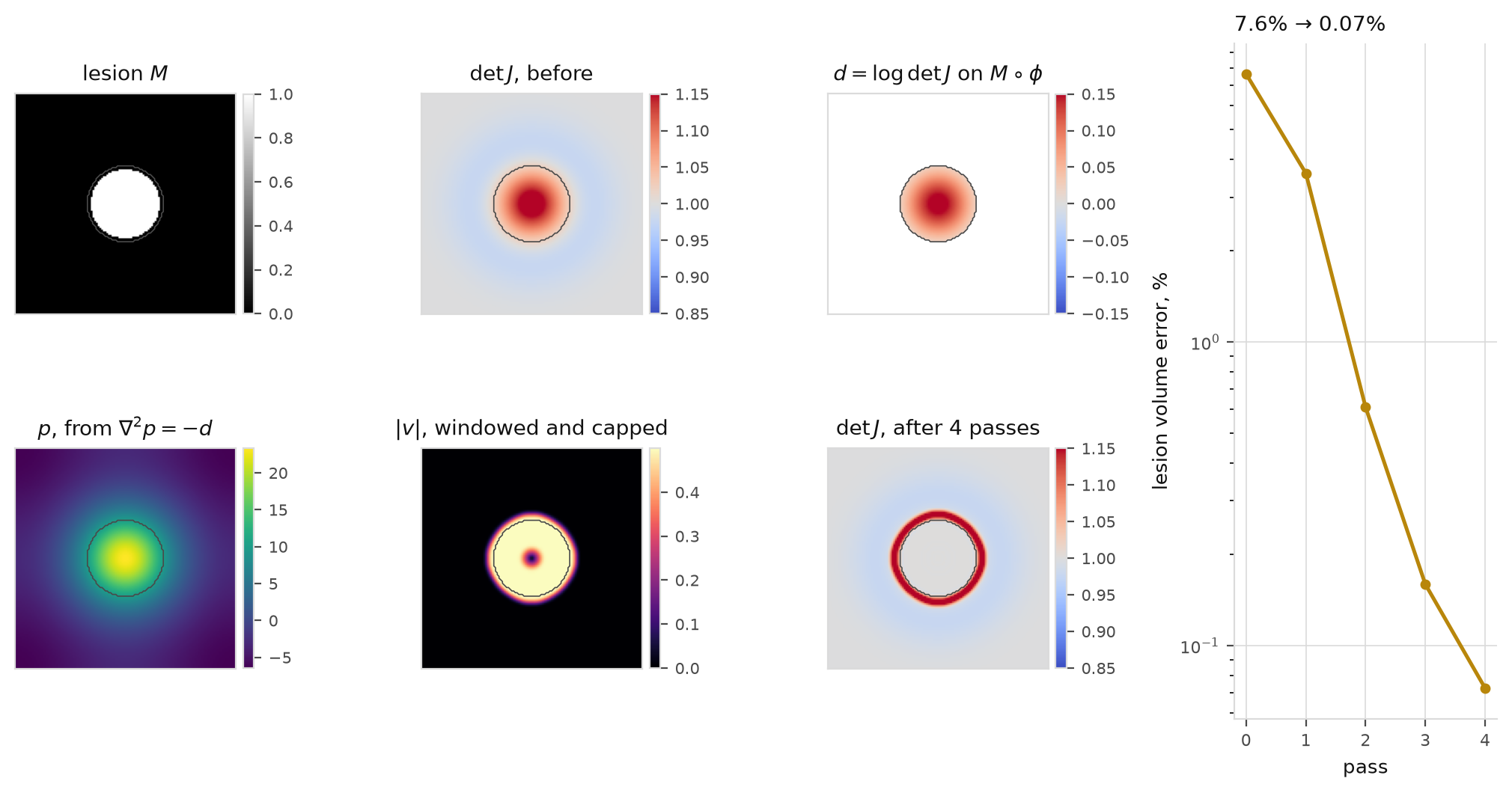 The projection on a synthetic 2D lesion